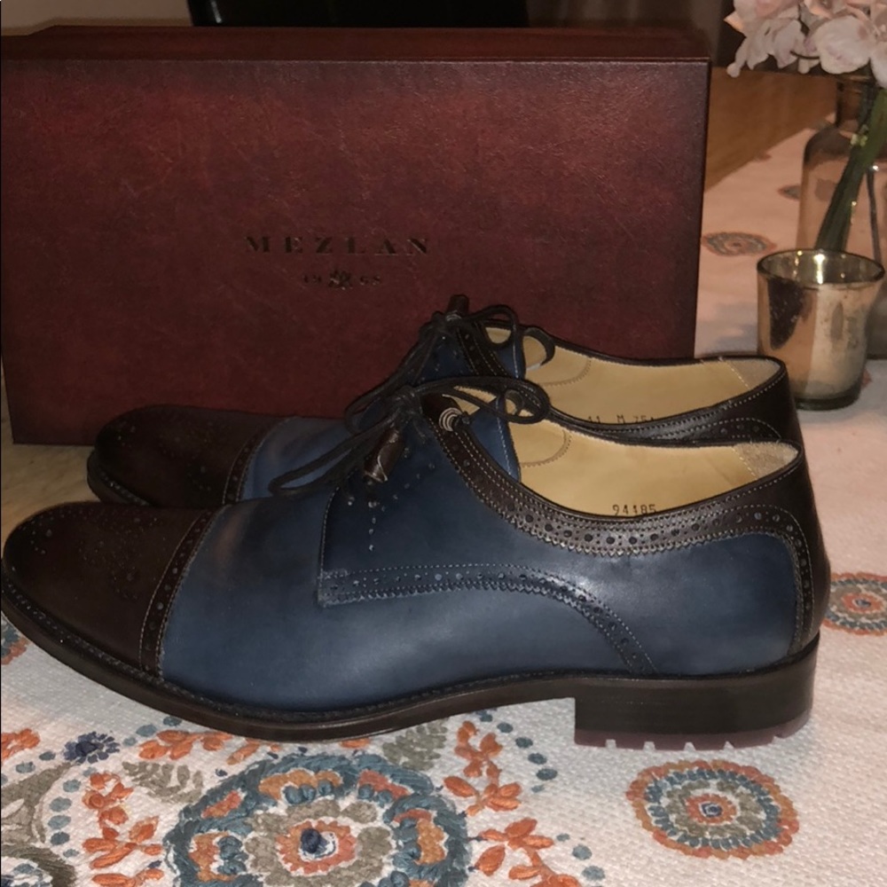 Mezlan Blue and Brown Dress Shoes